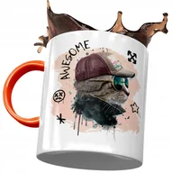 Kubki - Kubek Pomarańczowy z Kotem Kotkiem Słodki Prezent z Nadrukiem ze Zdjęciem + Opakowanie na prezent (wzór 02) - miniaturka - grafika 1