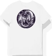Koszulki męskie - Koszulka męska biała z nadrukiem srebrnego smoka L - miniaturka - grafika 1