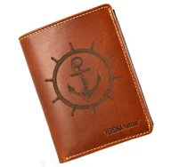 Portfele - Portfel męski skórzany VERONA Tattoo 012M – kotwica, dla żeglarzy i miłośników morza 012M - miniaturka - grafika 1