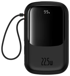 Baseus Qpow Pro+ 20000mAh 22.5W z wbudowanym kablem USB-C i wyświetlaczem - czarny - Powerbanki - miniaturka - grafika 1