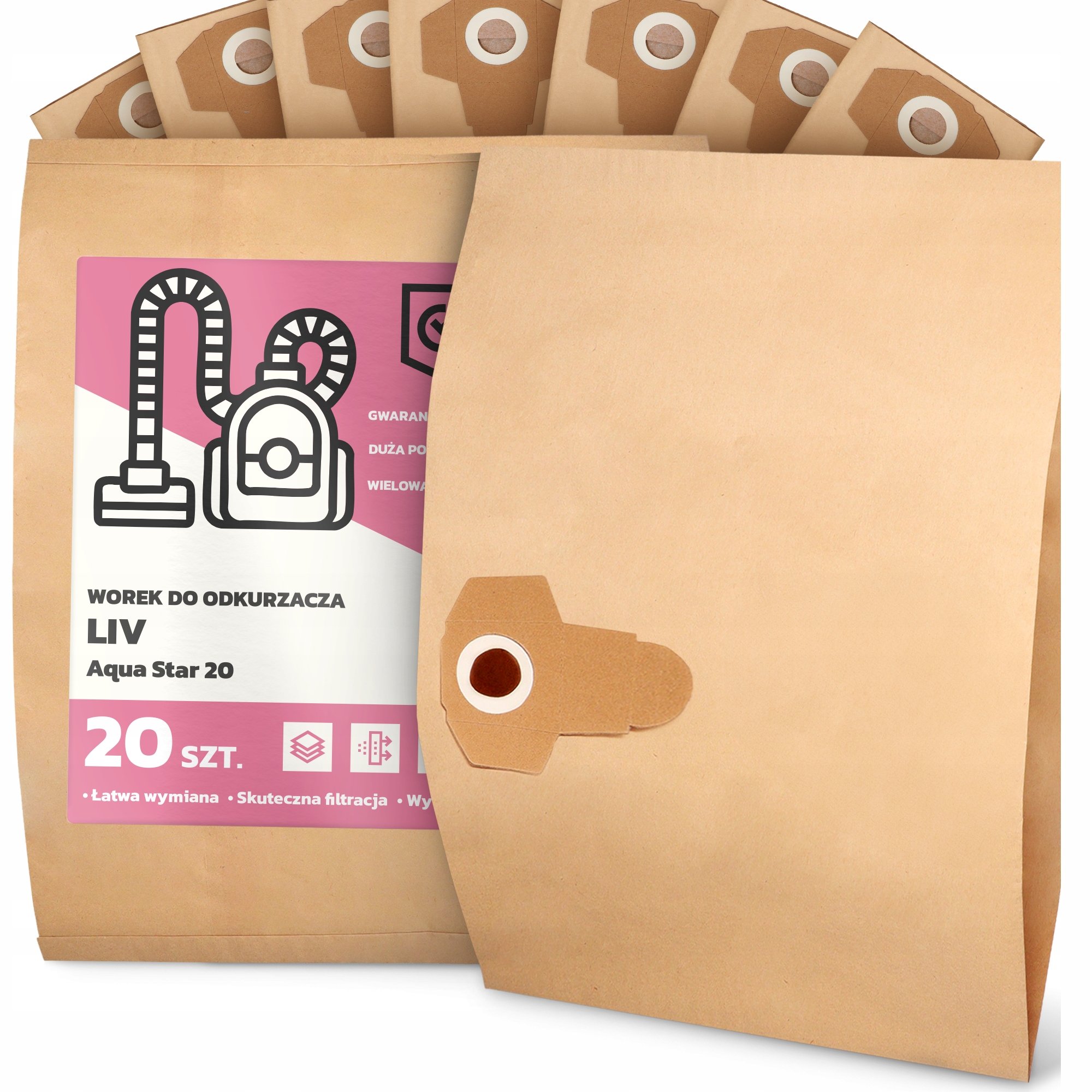 20x Worek do Odkurzacza Liv Aqua Star 20 Papierowy 2-Warstwy Torba Worki 2A