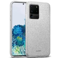 Etui i futerały do telefonów - Etui na telefon komórkowy Samsung Galaxy S20 Ultra brokatowe etui ochronne TPU, srebrne - miniaturka - grafika 1