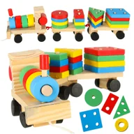 Sortery dla dzieci - Kolejka Drewniana Pociąg Lokomotywa Klocki Drewniane Sorter Układanka - miniaturka - grafika 1