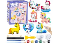 Zabawki kreatywne - ODLEWY GIPSOWE JEDNOROŻCE KONIKI Gips do Malowania DIY Unicorns + FARBY - miniaturka - grafika 1