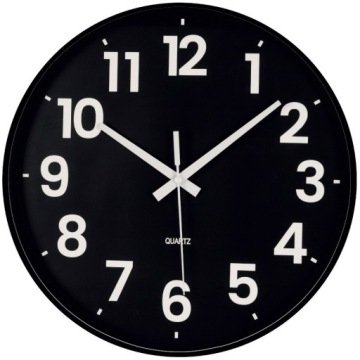 Zegar Ścienny Na Ścianę Cichy Nowoczesny Czarny Duży Ø 35 cm