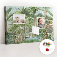 Tablice i flipcharty - Szkolna Tablica korkowa 60x40 cm, Kolorowe Pinezki, wzór Natura dżungla przyroda - miniaturka - grafika 1