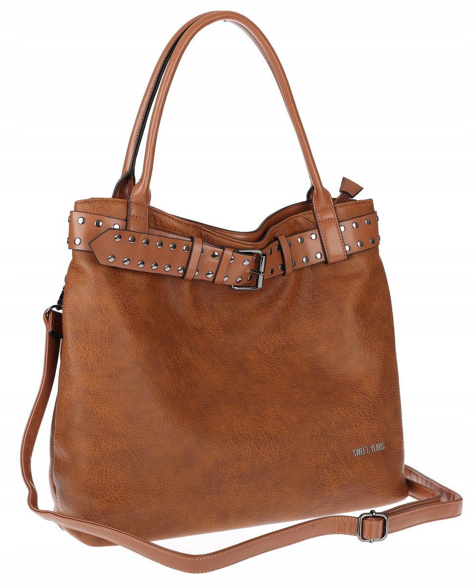 Torebka Damska Shopper worek modna duża torba A4 na Ramię 6866 Brązowa