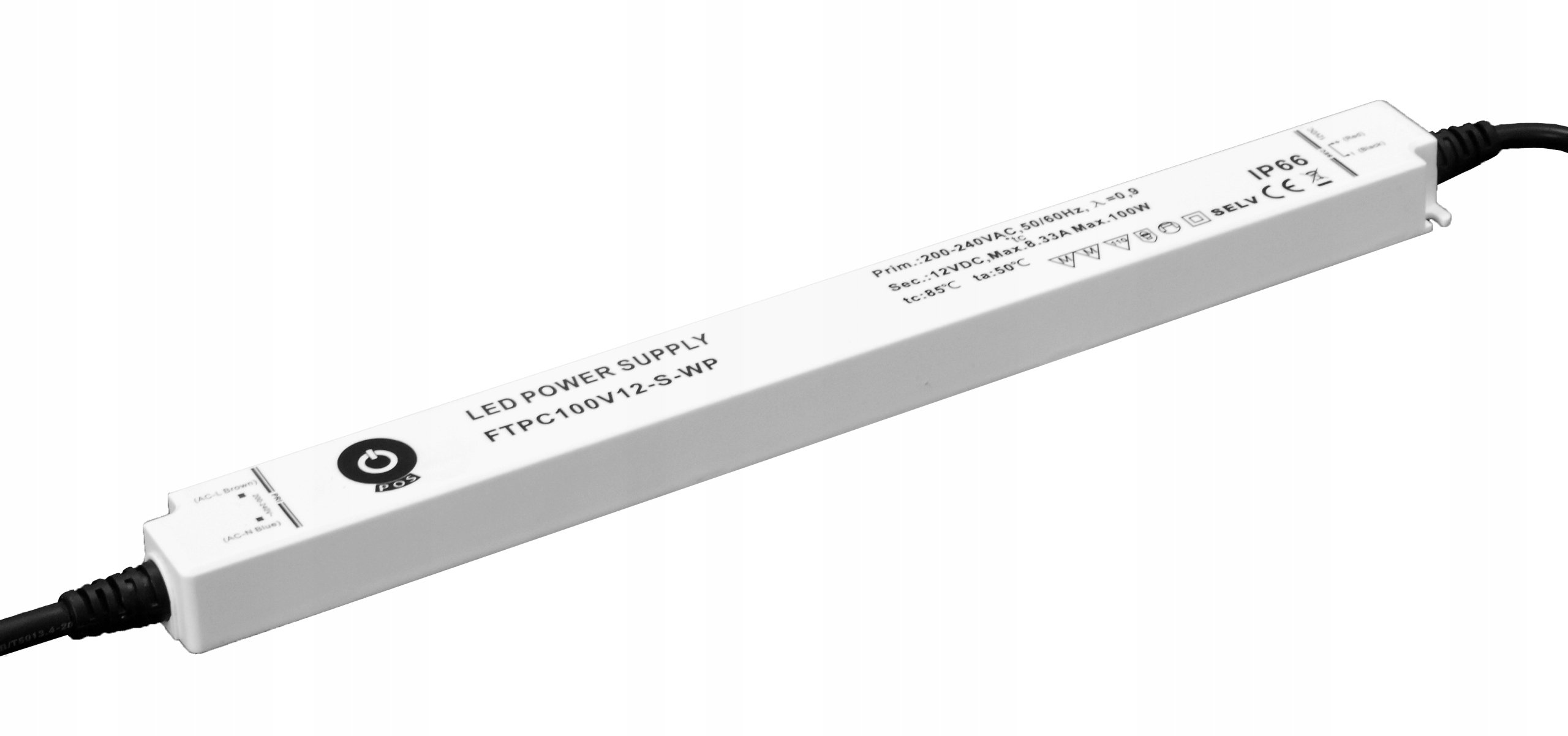 Zasilacz stałonapięciowy Led 12V/8,33A 100W IP66 wodoszczelny cienki