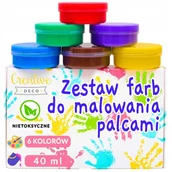 Farby i media malarskie - Creative Deco farby do malowania palcami, 6 kolorów po 40 ml - miniaturka - grafika 1