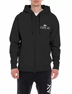 Replay Męska bluza z kapturem z zamkiem błyskawicznym, czarna (Black 098), S, Black 098, S - Bluzy męskie - miniaturka - grafika 1
