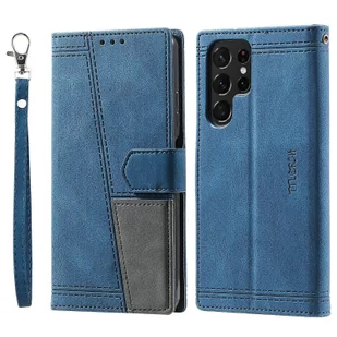 Do Samsung Galaxy S25 Ultra Skórzane etui RFID Blokowanie portfela Stojak Pokrowiec na telefon z paskiem Niebieski - Portfele - miniaturka - grafika 1