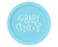 Dekoracje i nakrycia stołu na imprezę - Talerzyki Papierowe Baby Shower, Niebieskie Serca, Rozm. 23 Cm, 8 Szt. (Plastic-Free) - miniaturka - grafika 1