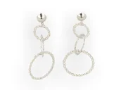 Kolczyki - Klipsy do uszu koła wiszące srebrne - miniaturka - grafika 1