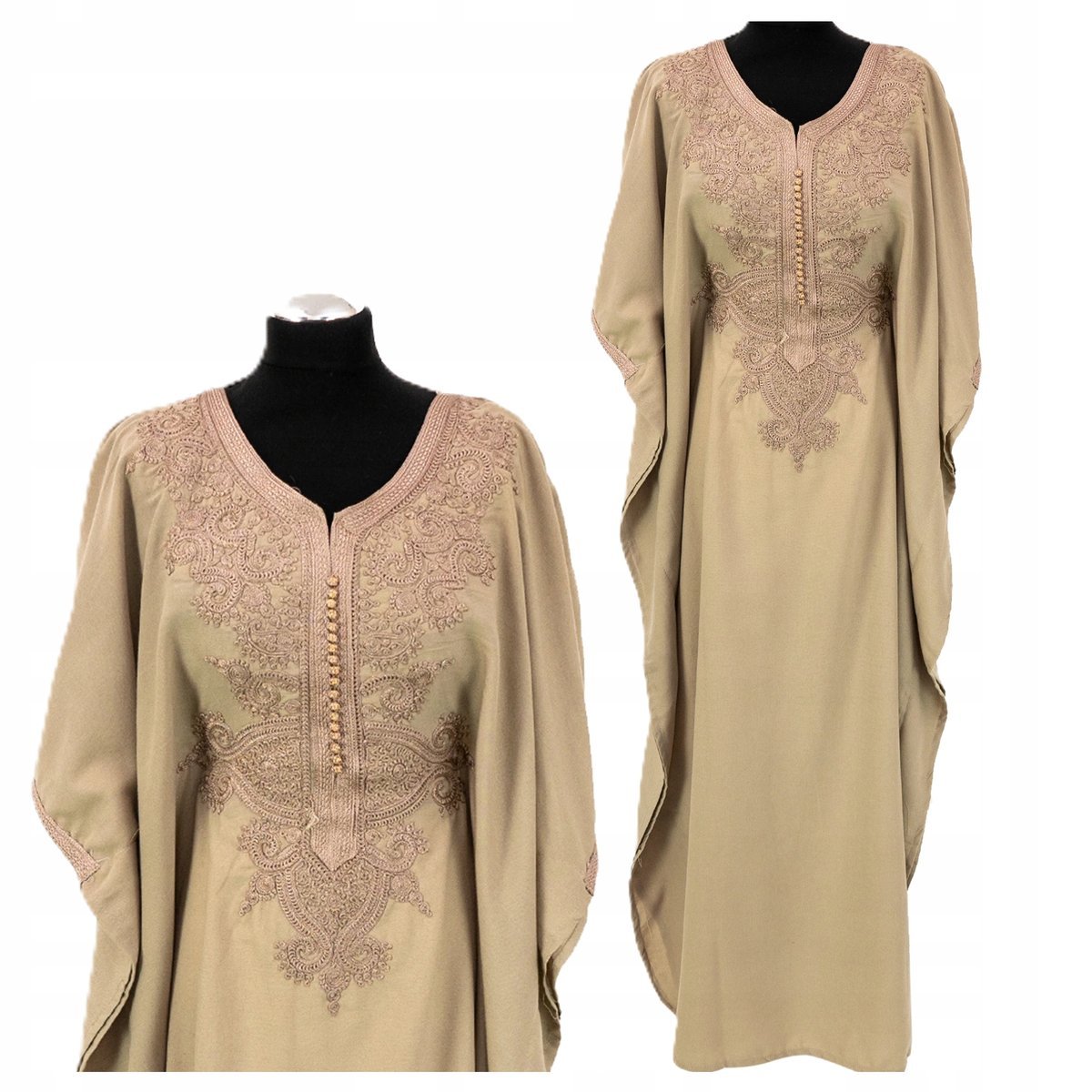 Sukienka Letnia Długa Bawełniana Arabska Etniczna Galabija Orientalny Haft