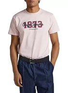 Koszulki męskie - Pepe Jeans T-shirt męski z wilkiem, Różowy (Spritzer), XL - miniaturka - grafika 1