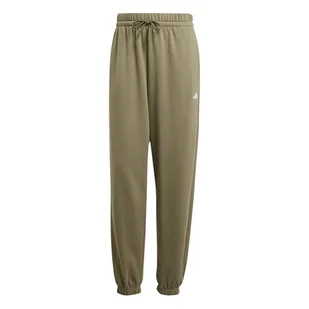 adidas Kobiety ESSENTIALS SMALL LOGO FRENCH TERRY CUFFED PANTS, olive strata/white, L - Spodnie rowerowe - miniaturka - grafika 1