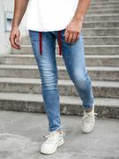 Spodnie męskie - Niebieskie spodnie jeansowe męskie skinny fit Denley KX555-1A - miniaturka - grafika 1