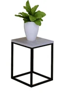 Kwietniki - Metalowy stojący kwietnik czarny + beton E6-S29 - miniaturka - grafika 1