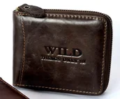 Portfele - WILD skórzany porfel na suwak 702 702 - miniaturka - grafika 1