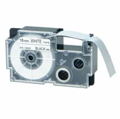 Papier do drukarek - Casio XR-18GWE, 18mm x 5,5m czarny druk / biały podkład, extr.adh. taśma zamiennik - miniaturka - grafika 1