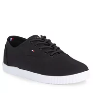 Trampki damskie - Tenisówki Tommy Hilfiger Canvas Lace Up Sneaker FW0FW07805 Black BDS - miniaturka - grafika 1