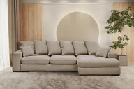 Narożniki - Sofa w kształcie L GABON narożnik z funkcją spania Riviera beżowy prawy - miniaturka - grafika 1