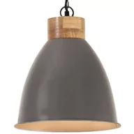 Lampy sufitowe - VidaXL Lumarko Industrialna lampa wisząca, szare żelazo i drewno, 35 cm, E27! 320887 VidaXL - miniaturka - grafika 1