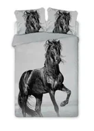 Pościel dla dzieci - Faro Pościel bawełniana 160x200 Koń czarny perkal 8763 konik w galopie horse młodzieżowa - miniaturka - grafika 1