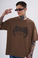 Koszulki męskie - T-SHIRT Koszulka Męska LUŹNA OVERISZE BAWEŁNIANA MODNA Brązowa Disorder M - miniaturka - grafika 1