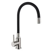 Baterie kuchenne - Bateria kuchenna Invena Efi z elastyczną wylewką, inox / czarny - miniaturka - grafika 1