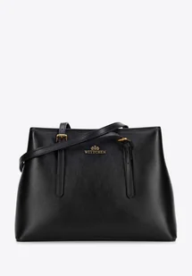 Shopperka ze skóry naturalnej z regulowanymi rączkami czarna - Torebki damskie Shopperka ze skóry naturalnej z regulowanymi rączkami czarna - Torebki damskie - miniaturka - grafika 1