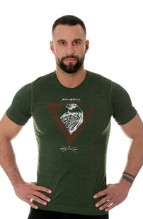 Koszulka męska z merino Brubeck Outdoor Wool Pro SS12650A ciemnozielony kruk - Koszulki sportowe męskie - miniaturka - grafika 1