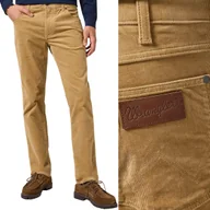 Spodnie męskie - Wrangler GREENSBORO Tigers Eye proste materiałowe spodnie sztruksy W30 L32 - miniaturka - grafika 1