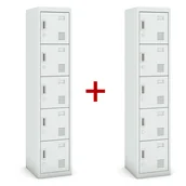 Szafki BHP - B2B Partner Szafka szatniowa 5-drzwiowa, zamek cylindryczny, 1800 x 380 x 450 mm, szara/szara, 1+1 GRATIS 485039 - miniaturka - grafika 1