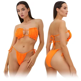 STRÓJ KOSTIUM KĄPIELOWY DWUCZĘŚCIOWY BIKINI SEXY TANGA STRINGI WIĄZANE M - Stroje kąpielowe - miniaturka - grafika 1