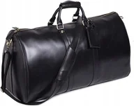 Torby podróżne - Duża Torba Podróżna Pojemna Czarna Duffle Bag Skórzana - miniaturka - grafika 1