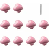 Zawiasy, okucia i inne akcesoria - 10 szt. ceramicznych gałek do szuflad w kształcie serca – różowe, gałki do mebli kuchennych, szafek i garderoby - miniaturka - grafika 1