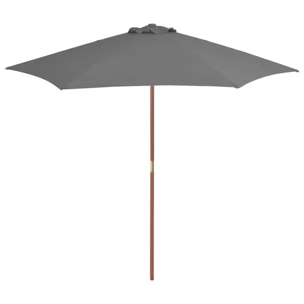 Elegancki Drewniany Parasol Ogrodowy, Antracytowy, 270 x 244 cm, Ø38 mm