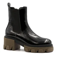 Botki damskie - Czarne lakierowane botki LM60375 - Neścior - miniaturka - grafika 1