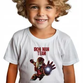 Koszulki męskie - Koszulka Dziecięca Biała IRON MAN TEAM Superbohaterowie Wzory - 146-152 cm - miniaturka - grafika 1