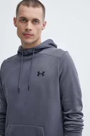 Bluzy męskie - Under Armour bluza dresowa kolor szary z kapturem gładka - miniaturka - grafika 1