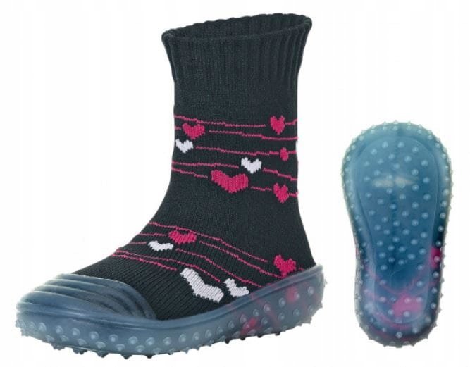 Skarpeto kapcie z gumową podeszwą Adventure Sterntaler serduszka rozm.27/28