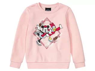 Bluzy dla dziewczynek - Bluza dresowa dziewczęca z nadrukiem a postacią z bajki (98/104, Różowy/Myszka Minnie) - grafika 1