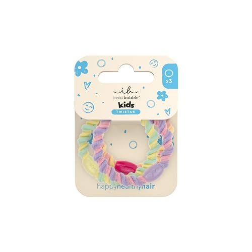 invisibobble Twistar Kids Dreamy Braids (3 sztuki) – gumka do włosów pleciona i kolorowa dla dzieci – zestaw pastelowych opasek do włosów – dla dziewcząt i chłopców z małymi głowami – stylowe