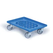 Wózki magazynowe - Wózek plastikowy z siatką na pojemniki 600x400 mm, 250 kg, koła gumowe, niebieski - miniaturka - grafika 1