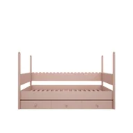 Łóżka dla dzieci i młodzieży - Łóżko retro Babushka różowe z wysokimi słupkami 90x200 - miniaturka - grafika 1