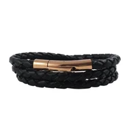 Naszyjniki męskie - Skórzany naszyjnik skórzany pasek 4 mm męski naszyjnik czarny o długości 17-100 cm z zapięciem dźwigniowym z plecionki w kolorze różowego złota, długość: 45 centymetrów - miniaturka - grafika 1