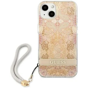 Etui Guess Flower Strap do Apple iPhone 13 Mini Złoty  Raty - Etui i futerały do telefonów - miniaturka - grafika 1
