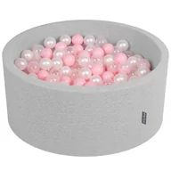 Suche baseny - KiddyMoon, suchy basen okrągły z piłeczkami 7cm 90x40 jasnoszary: pudrowy róż-perła-transparent 90x40cm/200piłek - miniaturka - grafika 1