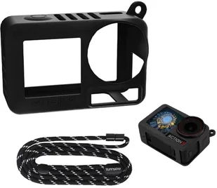 POKROWIEC FUTERAŁ CASE ETUI OSŁONA SILIKONOWA + PASEK SMYCZ DO DJI OSMO ACTION 5 PRO - BLACK - Torby fotograficzne i futerały - miniaturka - grafika 1